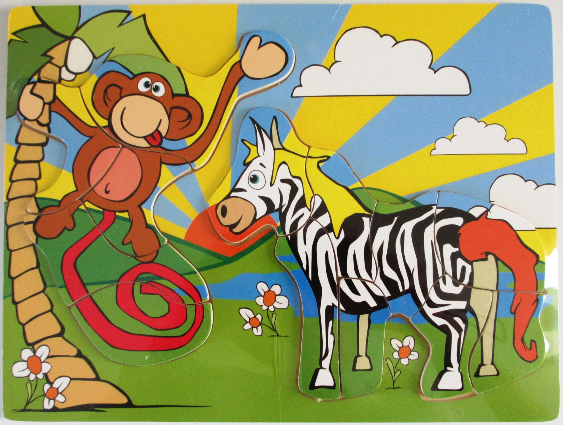 monkey & zebra wooden jigsaw puzzle