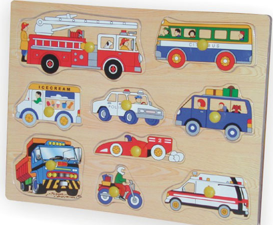 vehicle puzzle, wooden puzzle, toy puzzle, peg puzzle